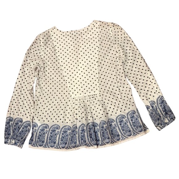 J.CREW White, Black Polka Dots and Blue Paisley Print - 0 - Picture 2 of 8